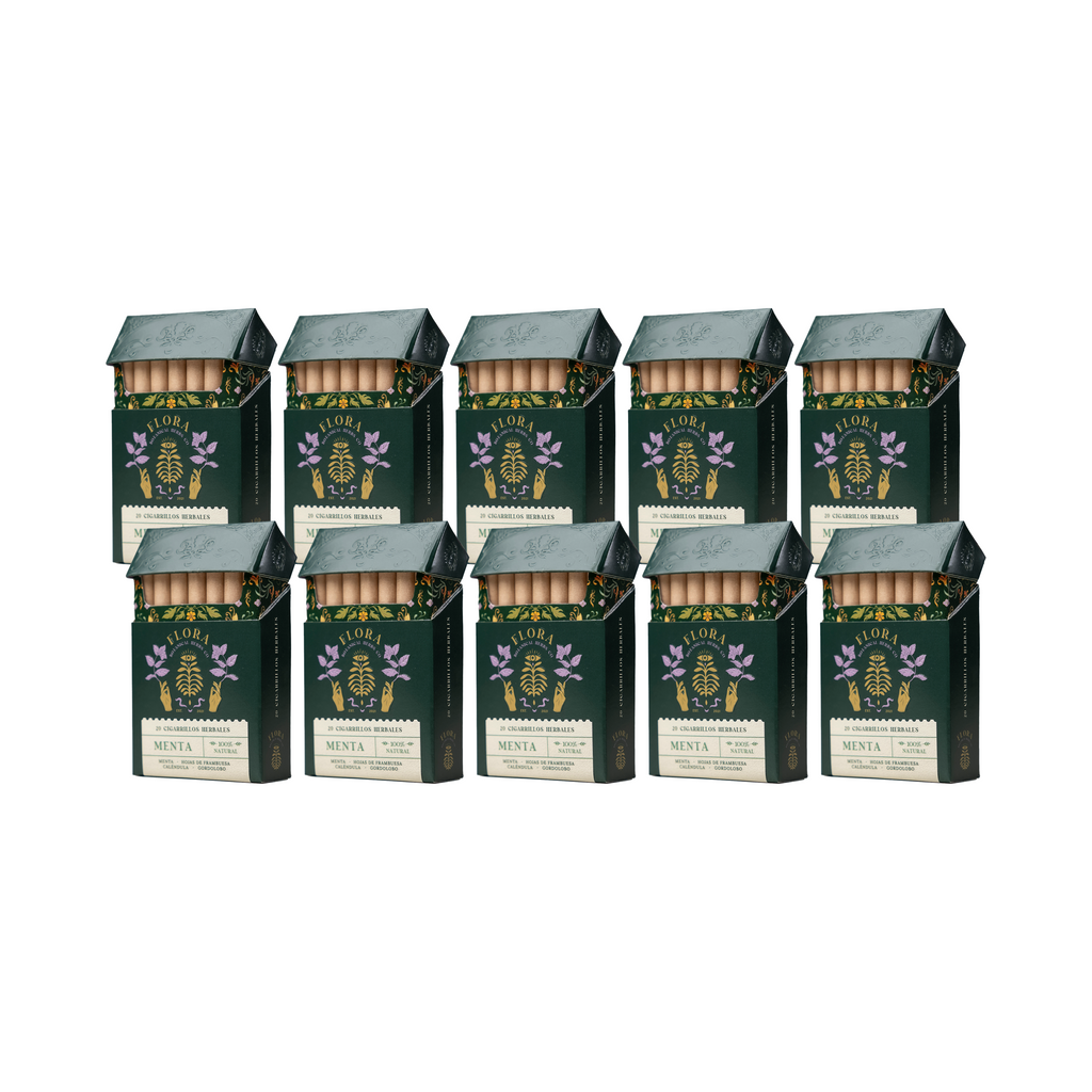 Pack 10 Cajetilla cigarros herbales menta 20 un Flora