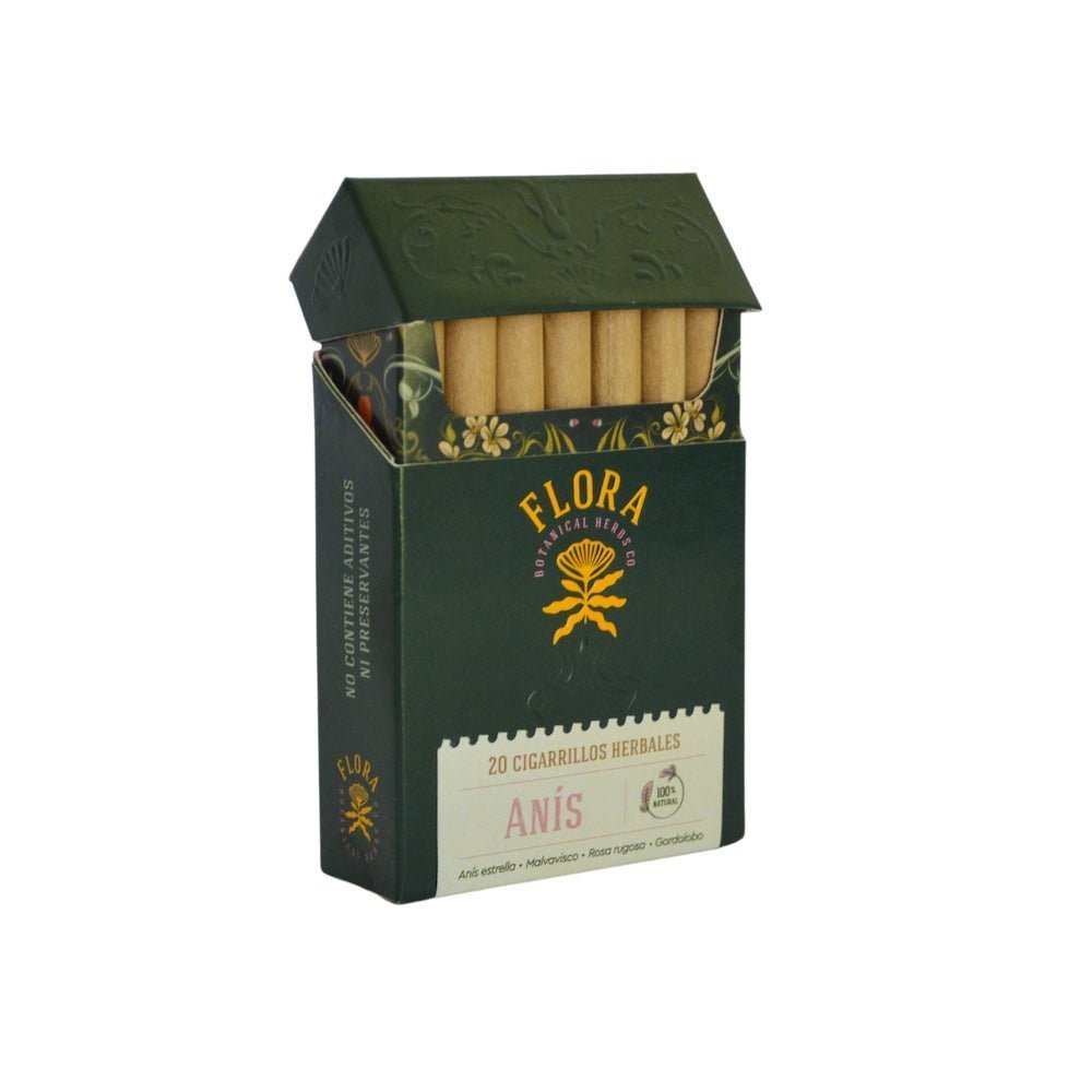 Cajetilla Cigarros Herbales Anis 20 Un - FLORA - Aldea Nativa