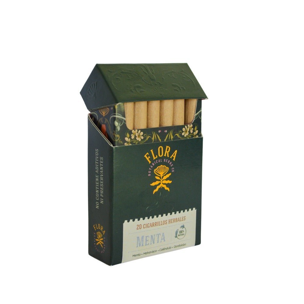 Cajetilla Cigarros Herbales Menta 20 Un - FLORA - Aldea Nativa