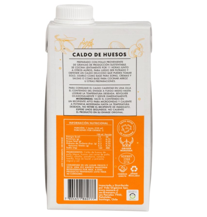 Caldo de Hueso Pollo Manare 500 Ml - MANARE - Aldea Nativa