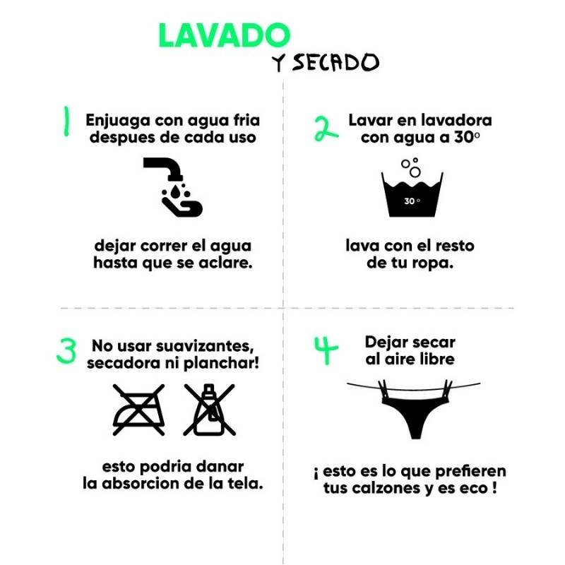 Calzon Menstrual Bikini Moderado S Negro Bloodygreen - BLOODYGREEN - Aldea Nativa