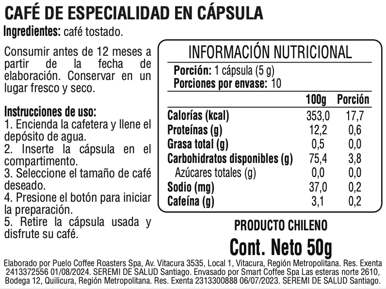 Capsula Cafe Martin Pescador Puelo Cafe 50 Gr - PUELO CAFE - Aldea Nativa