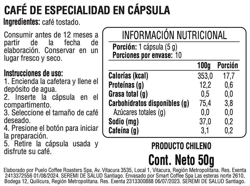 Capsula Cafe Vida Lodge Puelo Cafe 50 Gr - PUELO CAFE - Aldea Nativa