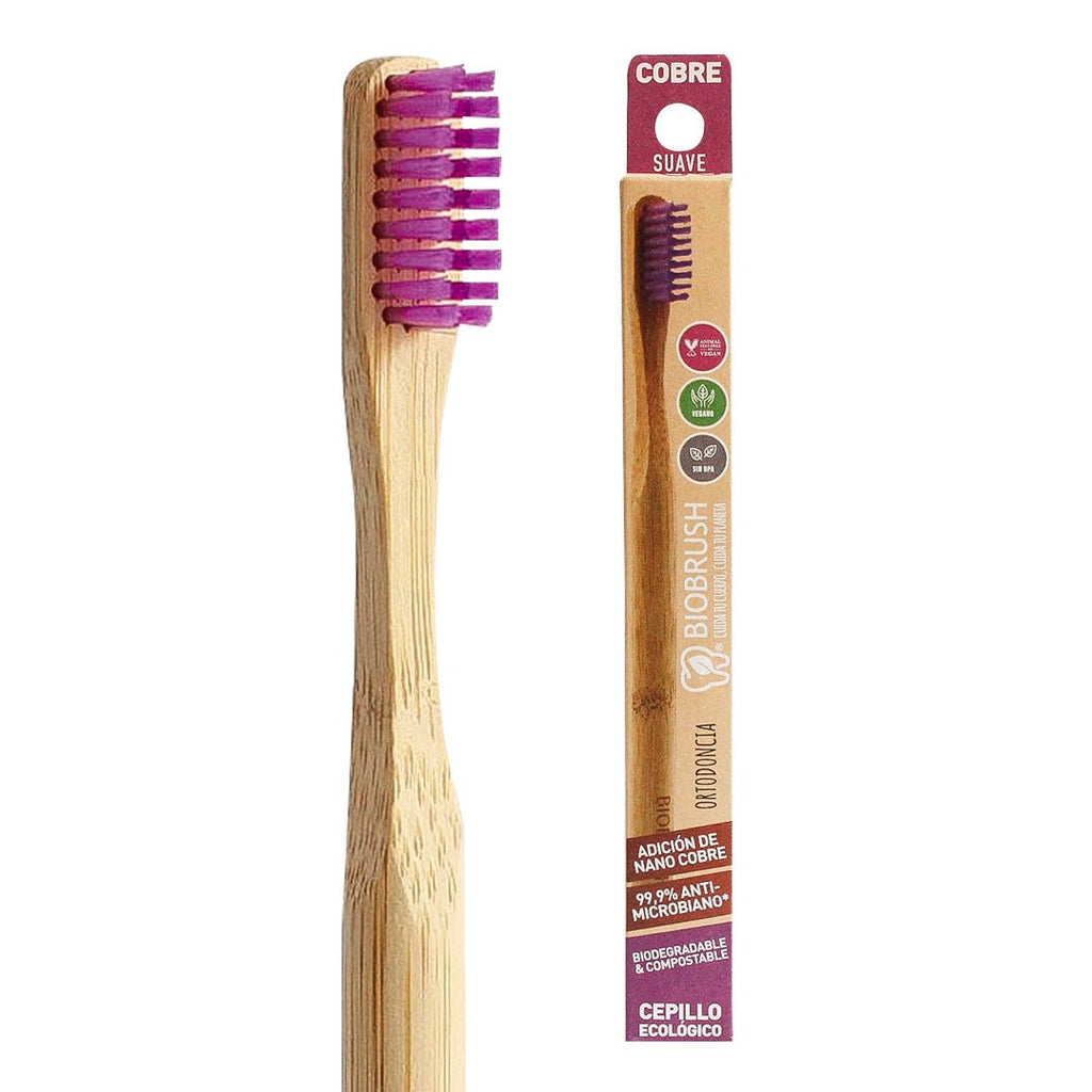 Cepillo de Dientes Biobrush Bambú Ortodoncia Suave Morado - BIOBRUSH - Aldea Nativa
