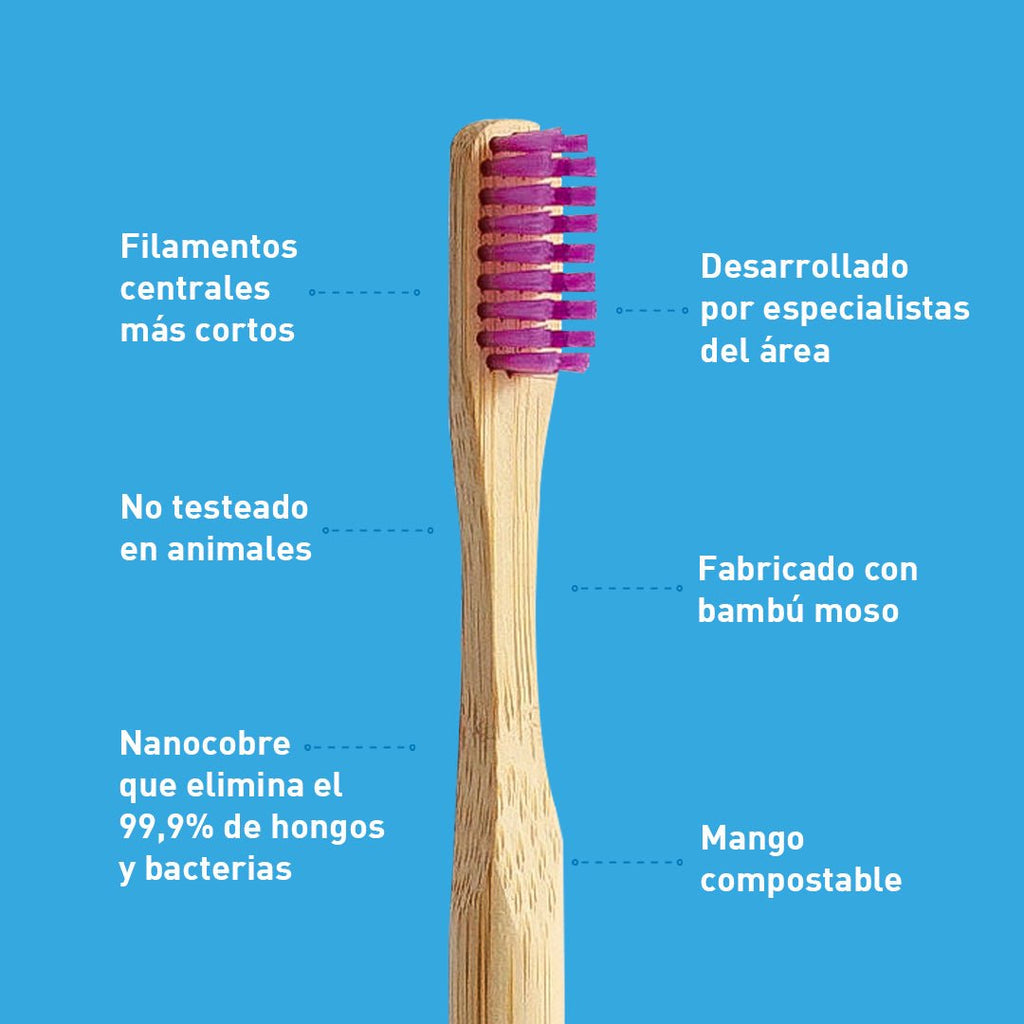 Cepillo de Dientes Biobrush Bambú Ortodoncia Suave Morado - BIOBRUSH - Aldea Nativa