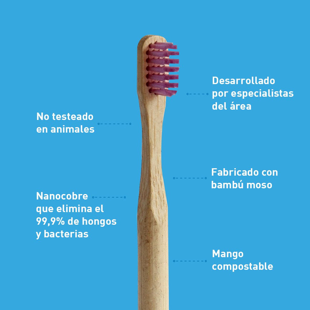 Cepillo de Dientes Biobrush Bambú Suave Niño Morado - BIOBRUSH - Aldea Nativa