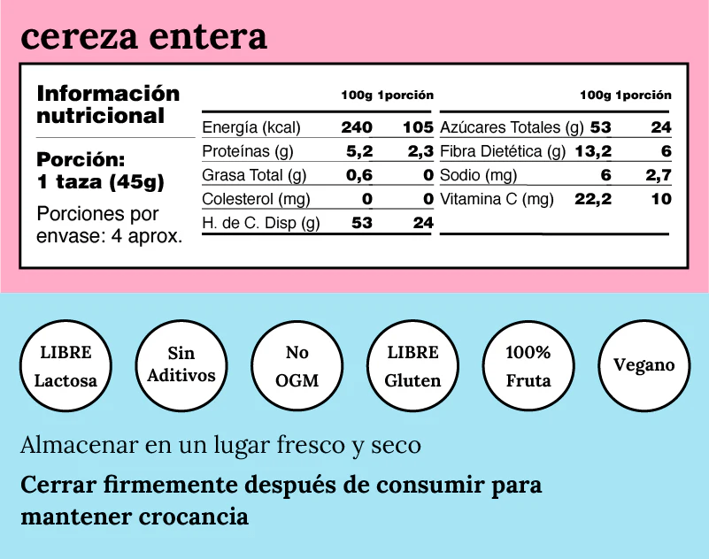 Cerezas entera crujiente 181 gr Atama - ATAMA - Aldea Nativa