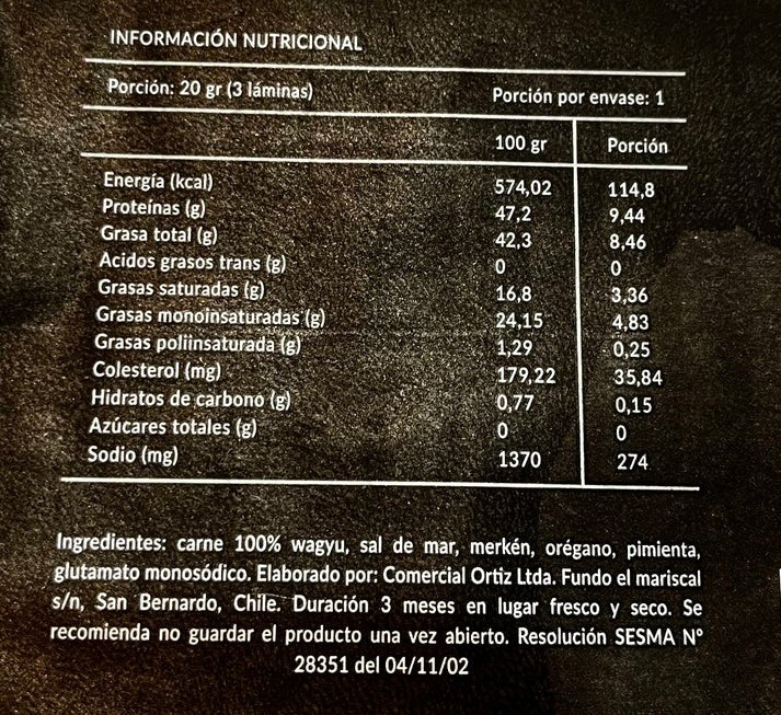 Charqui Wagyu 20gre Jo Charcuterie - JO CHARCUTERIE - Aldea Nativa