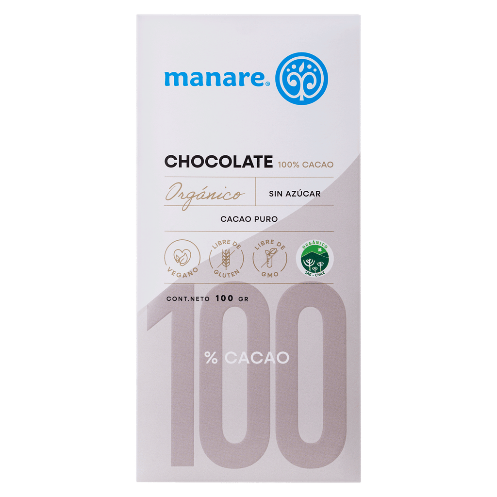 Chocolate 100% Cacao Manare 100 Gr - MANARE - Aldea Nativa