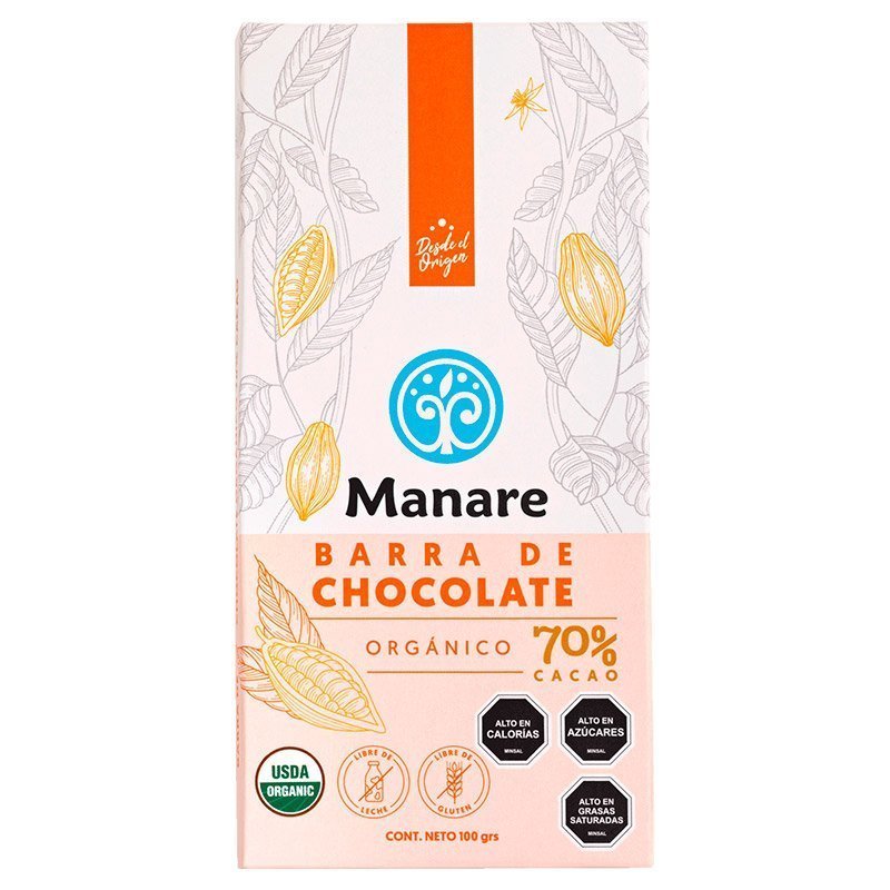 Chocolate 70% Cacao 100 Gr - MANARE - Aldea Nativa