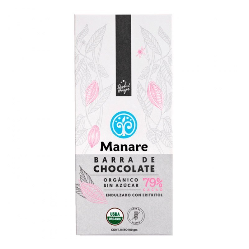 Chocolate Sin Azucar 79% Cacao 100 Gr - MANARE - Aldea Nativa