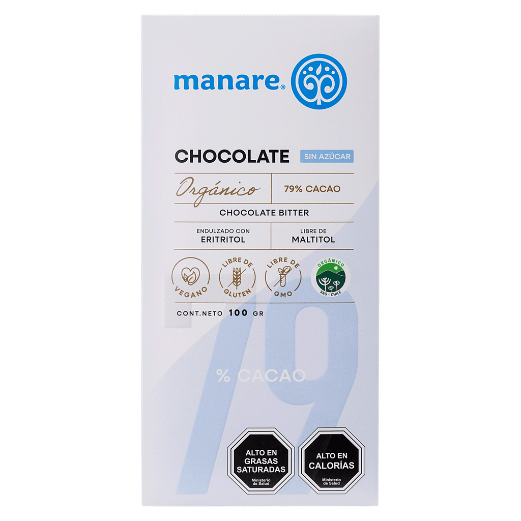 Chocolate Sin Azucar 79% Cacao Manare 100 Gr - MANARE - Aldea Nativa