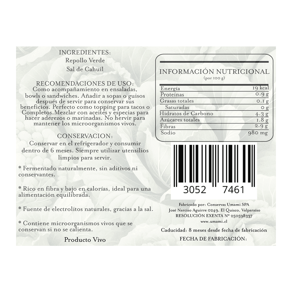 Chucrut 400 gr Umami - UMAMI - Aldea Nativa