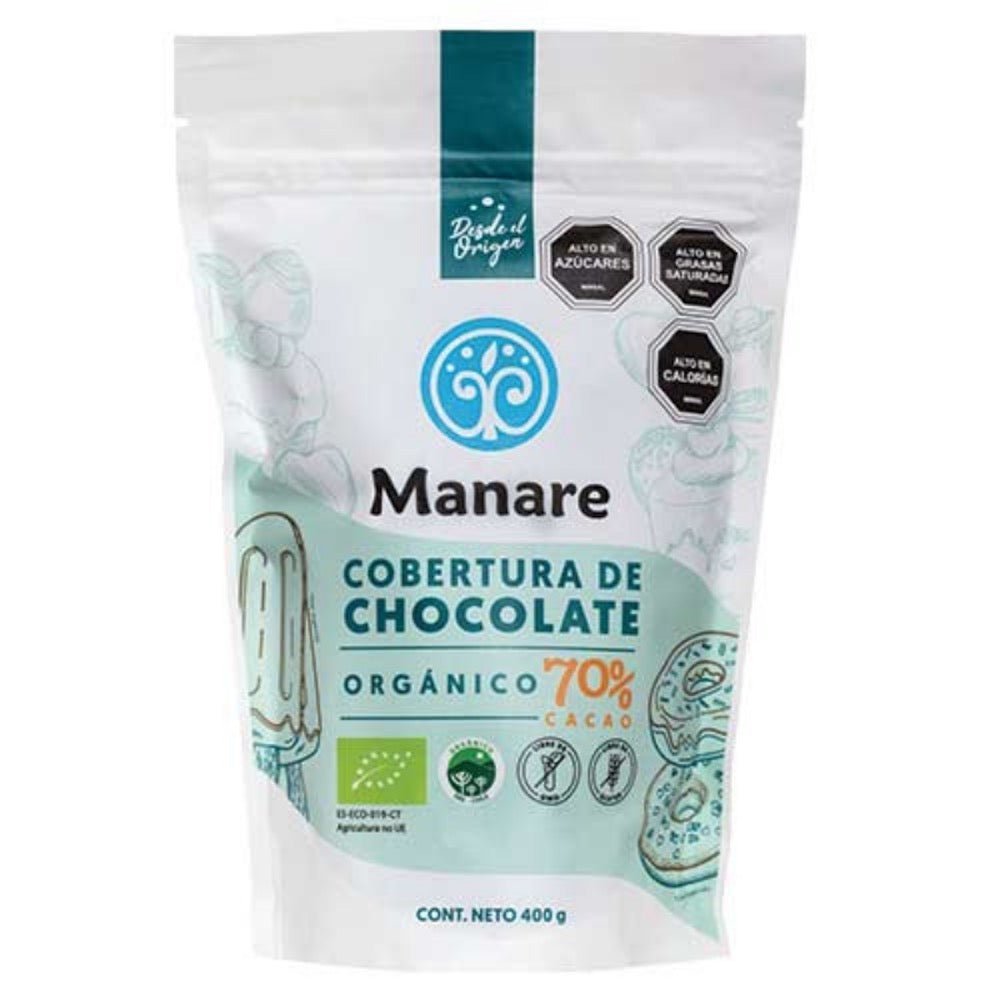 Cobertura Chocolate Orgánica 70% Manare 400 Gr - MANARE - Aldea Nativa