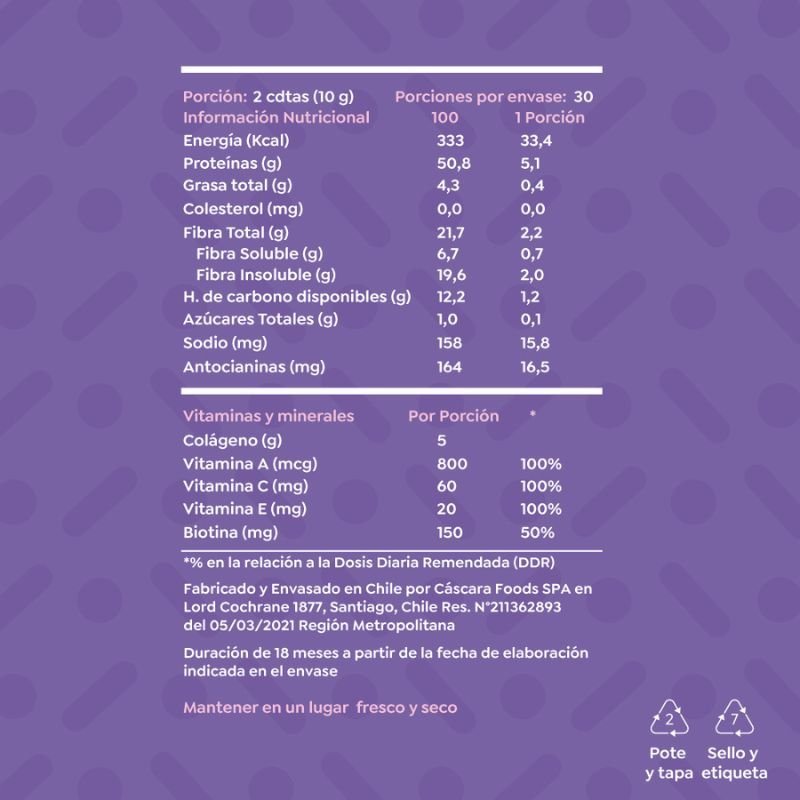 Colageno Antiox 300 Gr - CASCARA FOODS - Aldea Nativa