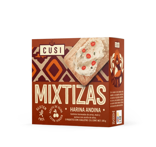 Crackers de arroz maiz y yuca 105 gr Cusi - CUSI - Aldea Nativa