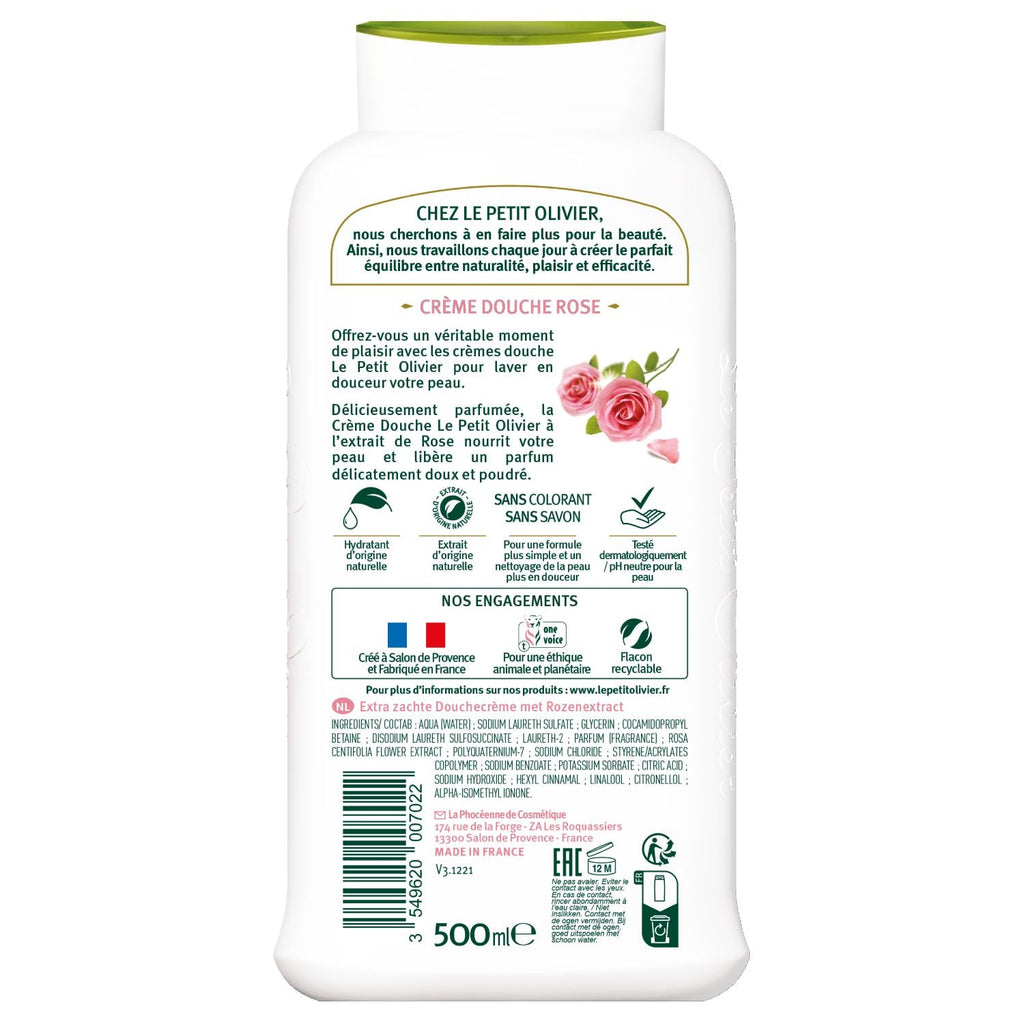Crema ducha rosa 500 ml Petit Olivier - LE PETIT OLIVIER - Aldea Nativa