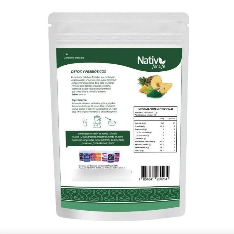 Detox And Prebiotic Nativ For Life 210 Gr - NATIV FOR LIFE - Aldea Nativa