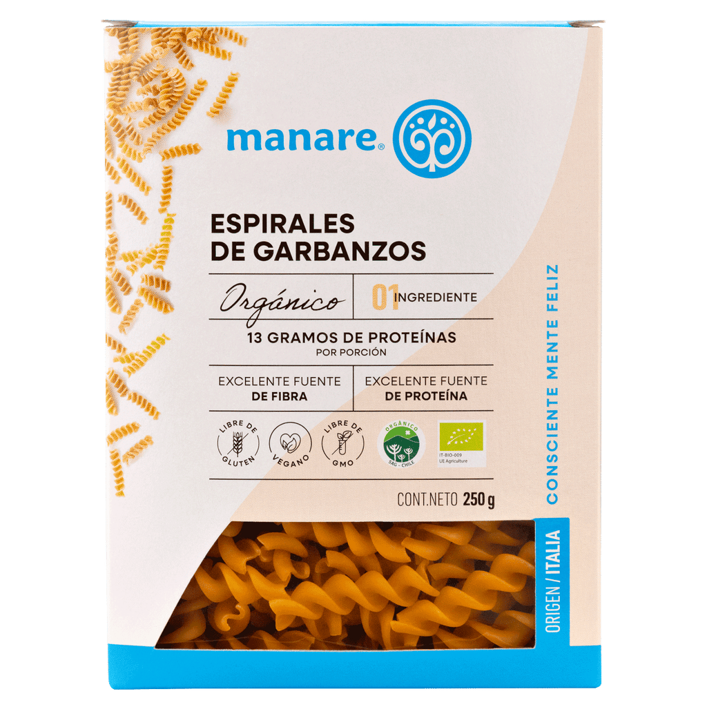 Espirales de Garbanzo Orgánicos Manare 250 Gr - MANARE - Aldea Nativa