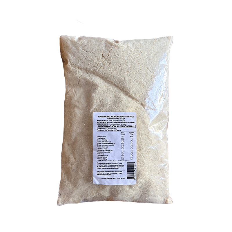 Harina de almendras Sin piel 500 gr Aldea Nativa