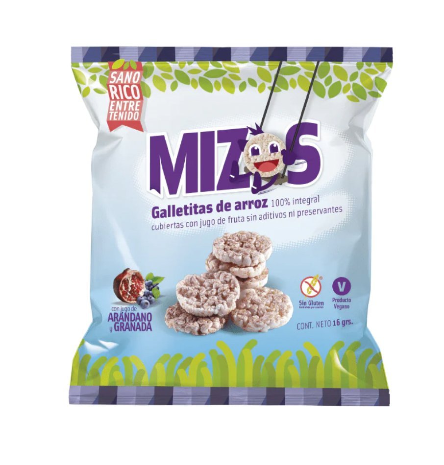 Galletas de Arroz Arándano Granada Mizos 16 Gr - MIZOS - Aldea Nativa