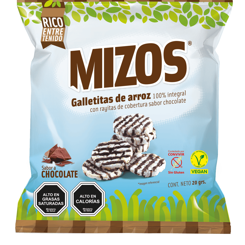 Galletas de Arroz Integral Cubiertas Chocolate Mizos 20 Gr - MIZOS - Aldea Nativa