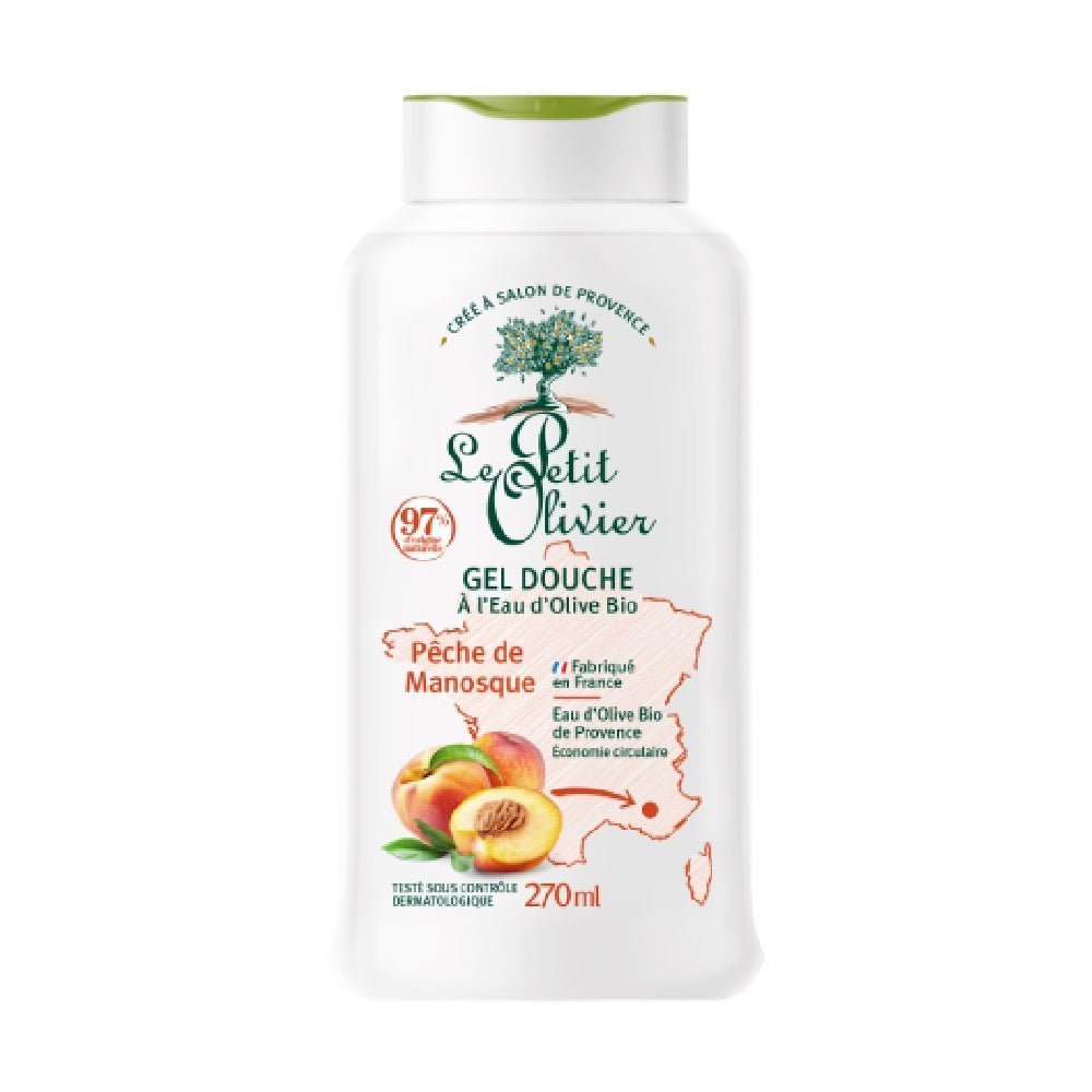 Gel Ducha Al Agua Oliva Durazno Le Petit Olivier 270 Ml - LE PETIT OLIVIER - Aldea Nativa