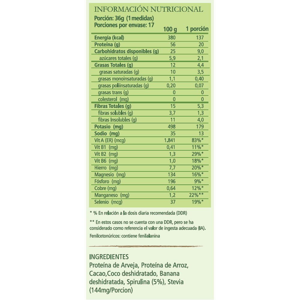 Greenprotein cacao power 600 gr Aquasolar - AQUASOLAR - Aldea Nativa