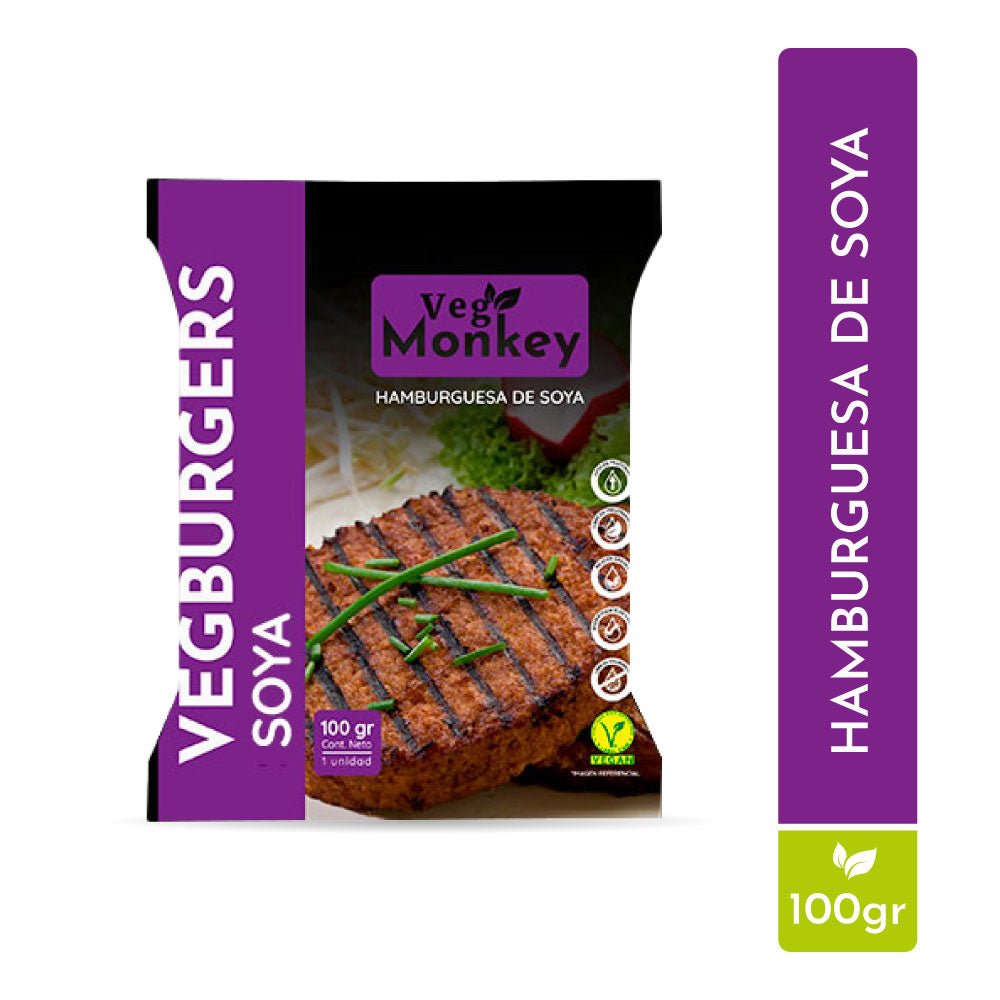 Hamburguesa de soya 100 gr Vegmonkey - VEGMONKEY - Aldea Nativa