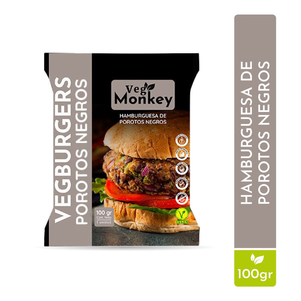 Hamburguesa porotos negros 100 gr Vegmonkey - VEGMONKEY - Aldea Nativa