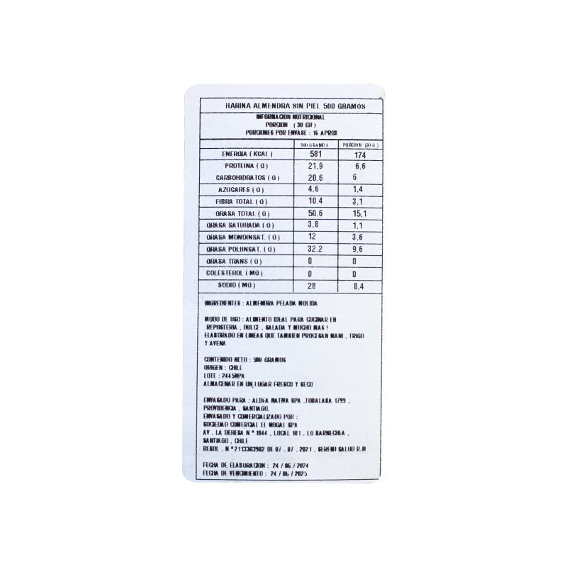 Harina De Almendras Sin Piel Aldea Nativa 500 Gr - ALDEA NATIVA - Aldea Nativa