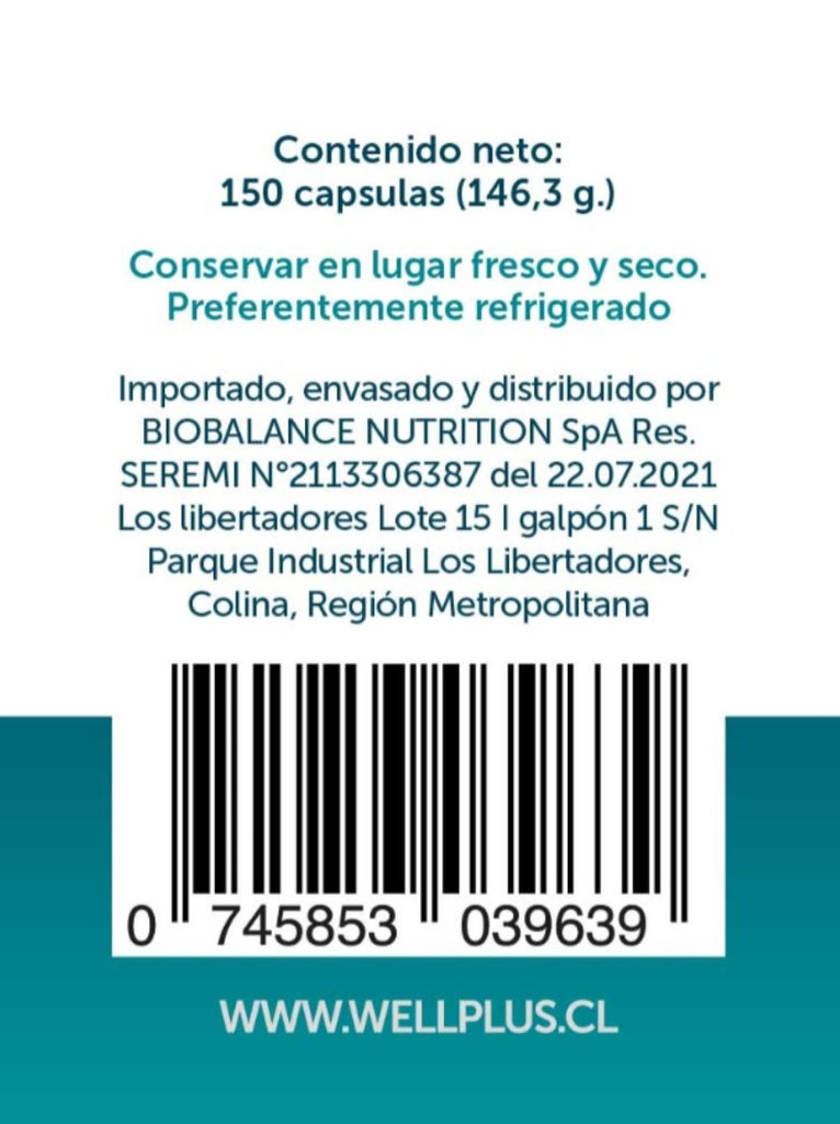 L Glutamina Pure Wellplus 150 Cap - WELLPLUS - Aldea Nativa