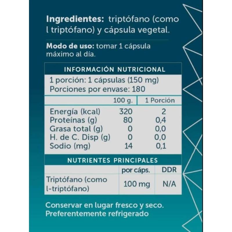 L Triptofano Pure Wellplus 180 Cap - WELLPLUS - Aldea Nativa
