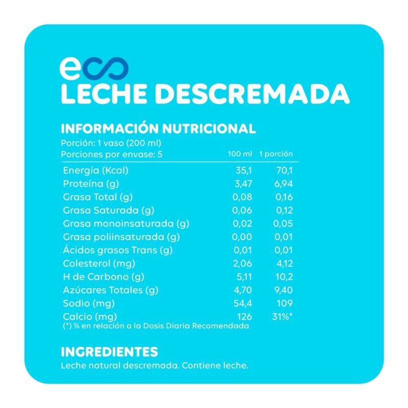 Leche Descremada Vacas Libres Ecoterra 1 Lt - ECOTERRA - Aldea Nativa
