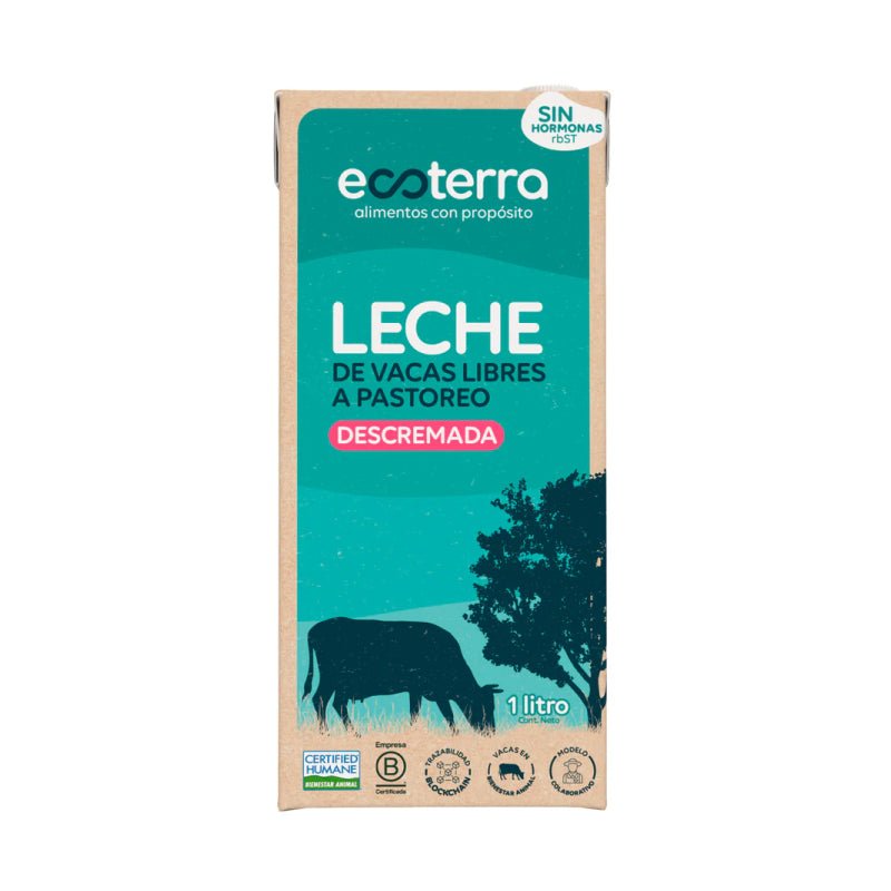 Leche Descremada Vacas Libres Ecoterra 1 Lt - ECOTERRA - Aldea Nativa