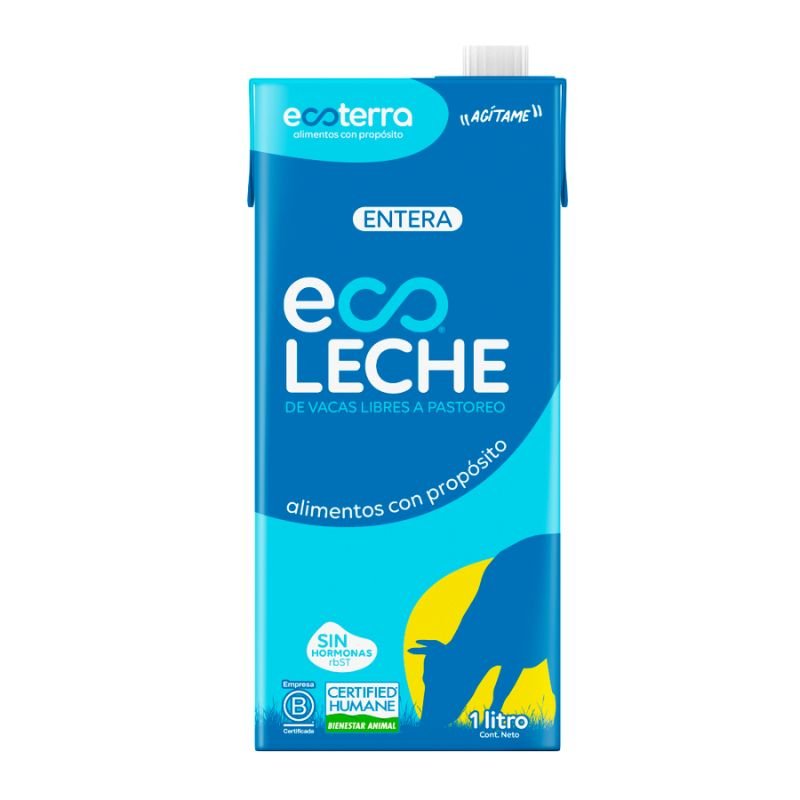 Leche Entera Vacas Libres Ecoterra 1 Lt - ECOTERRA - Aldea Nativa