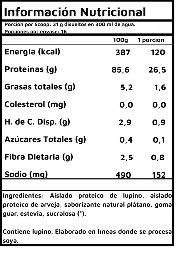 Lupine Protein Sabor Plátano Prote&co 500 Gr  PlÃ¡tano Prote&co 500 GrÂ  - PROTE&CO - Aldea Nativa