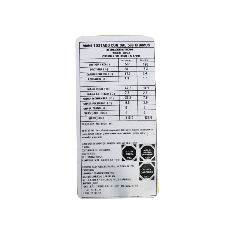 Mani Tostado Salado Aldea Nativa 500 Gr - ALDEA NATIVA - Aldea Nativa