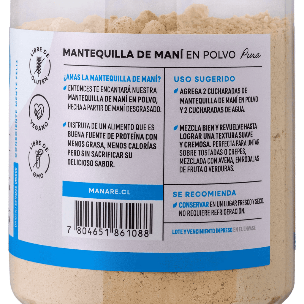 Mantequilla de maní en polvo 300 gr Manare - MANARE - Aldea Nativa