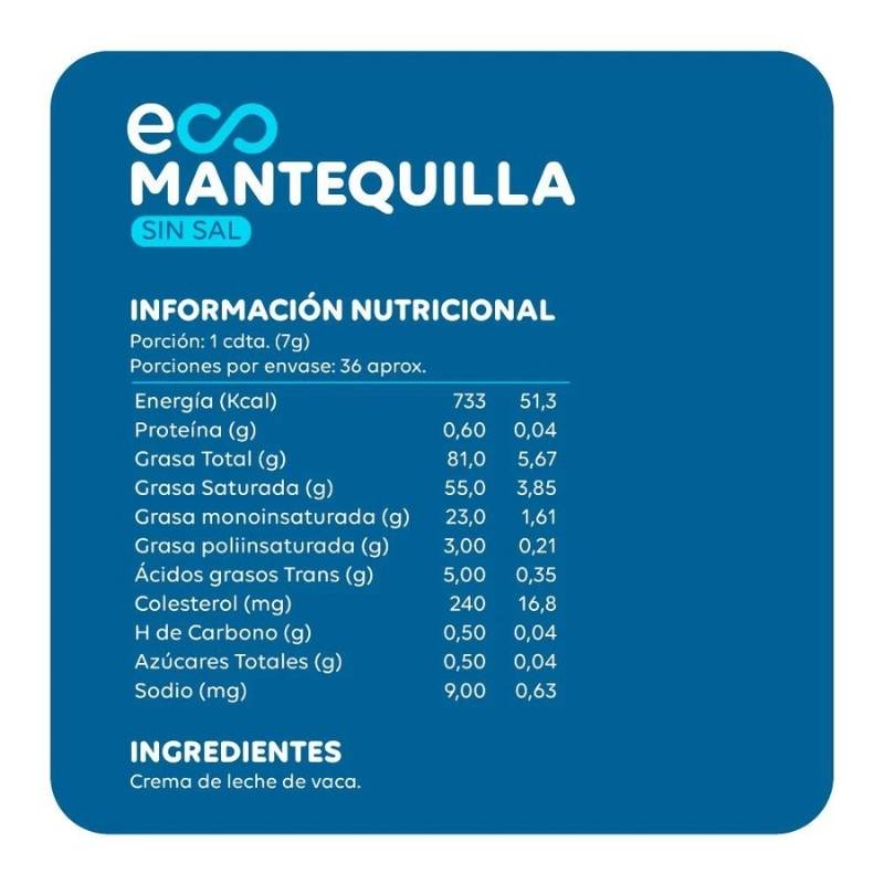 Mantequilla Sin Sal Ecoterra 250 Gr - ECOTERRA - Aldea Nativa