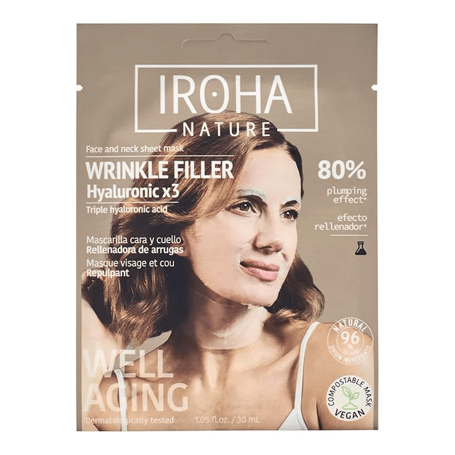 Mascarilla facial y cuello rellenadora de arrugas hyaluronic 3 UN IROHA - IROHA - Aldea Nativa
