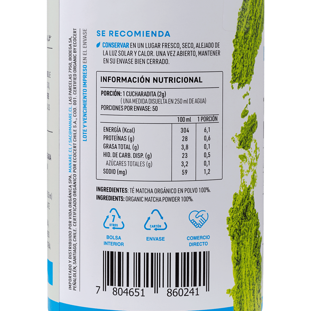 Matcha Org Polvo Manare 100 Gr - MANARE - Aldea Nativa