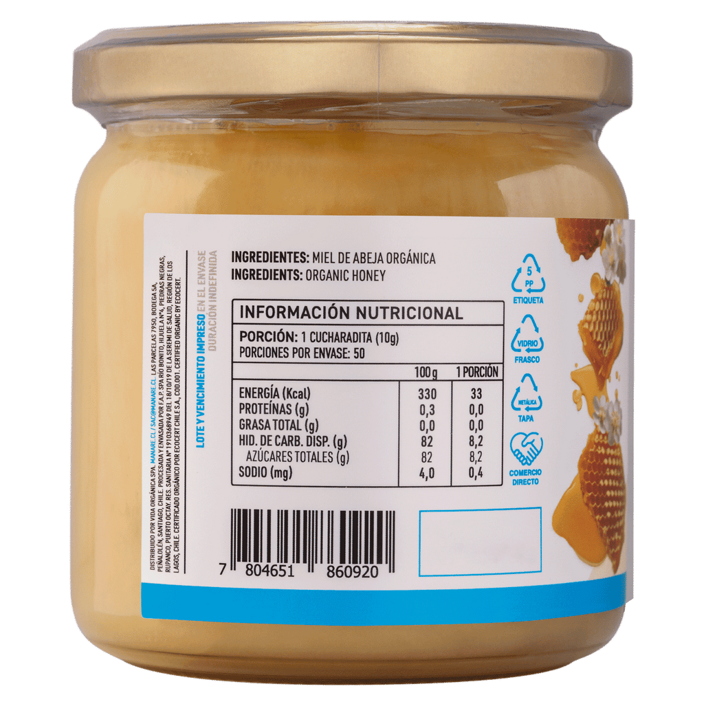 Miel de Ulmo Organica Manare 500 Gr - MANARE - Aldea Nativa