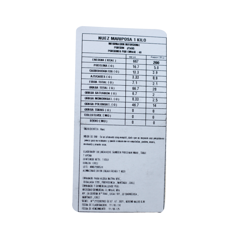 Nuez Mariposa Aldea Nativa 1 Kg - ALDEA NATIVA - Aldea Nativa