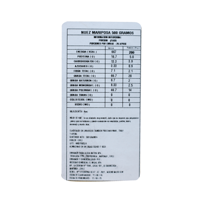 Nuez Mariposa Aldea Nativa 500 Gr - ALDEA NATIVA - Aldea Nativa