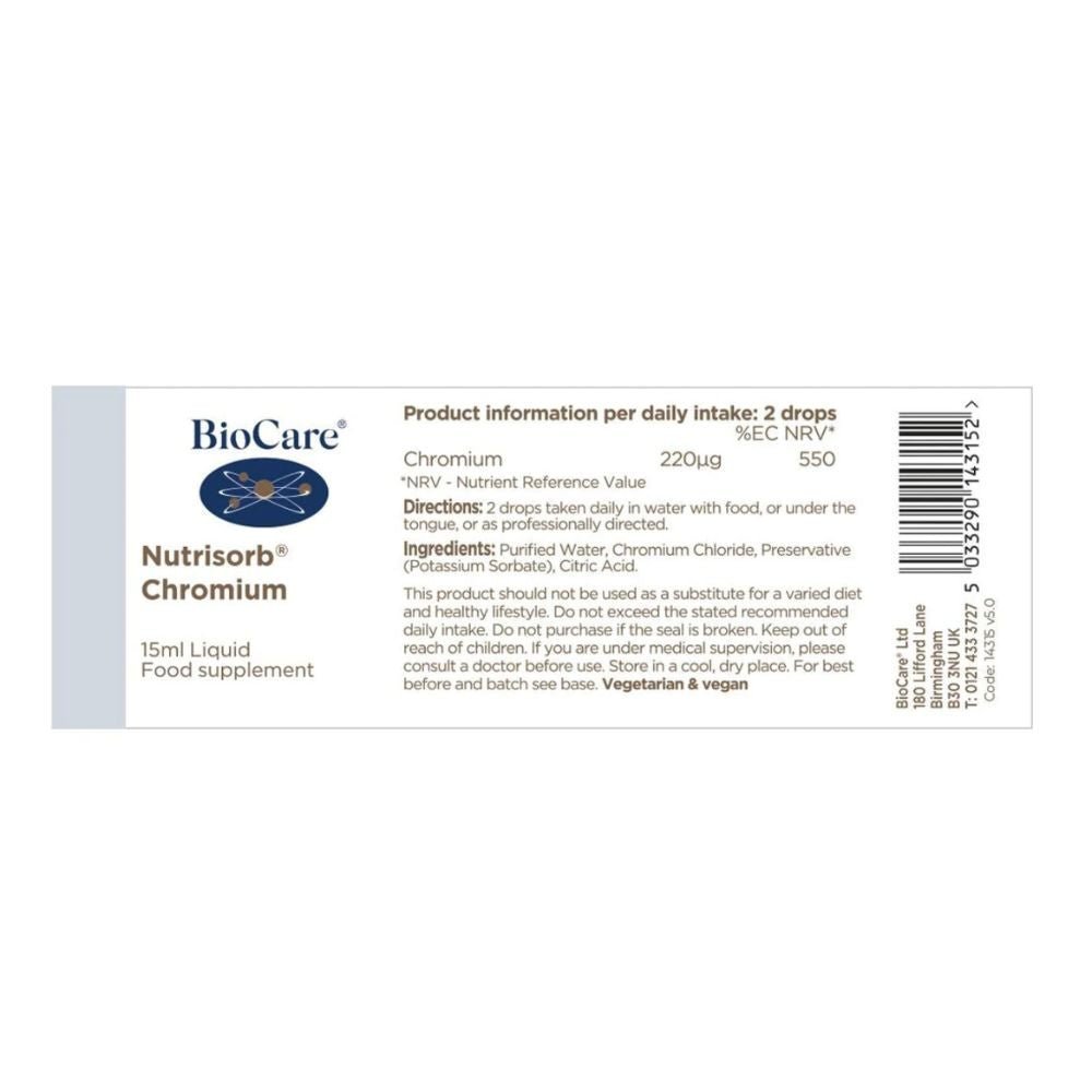 Nutrisorb Chromium Biocare 15 Ml - BioCARE - Aldea Nativa