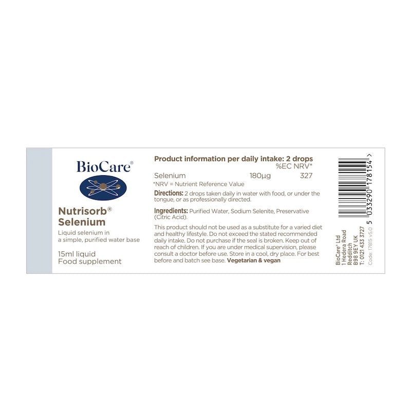 Nutrisorb Selenio Liquido Biocare 15 Ml - BIOCARE - Aldea Nativa