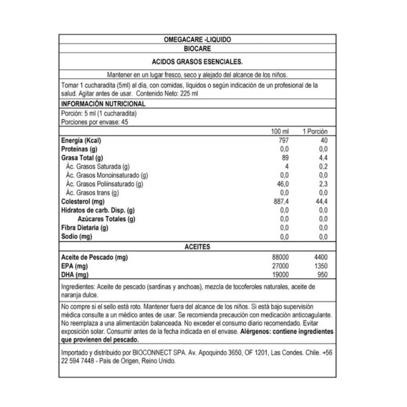 Omega Care Biocare 225 Ml - BIOCARE - Aldea Nativa