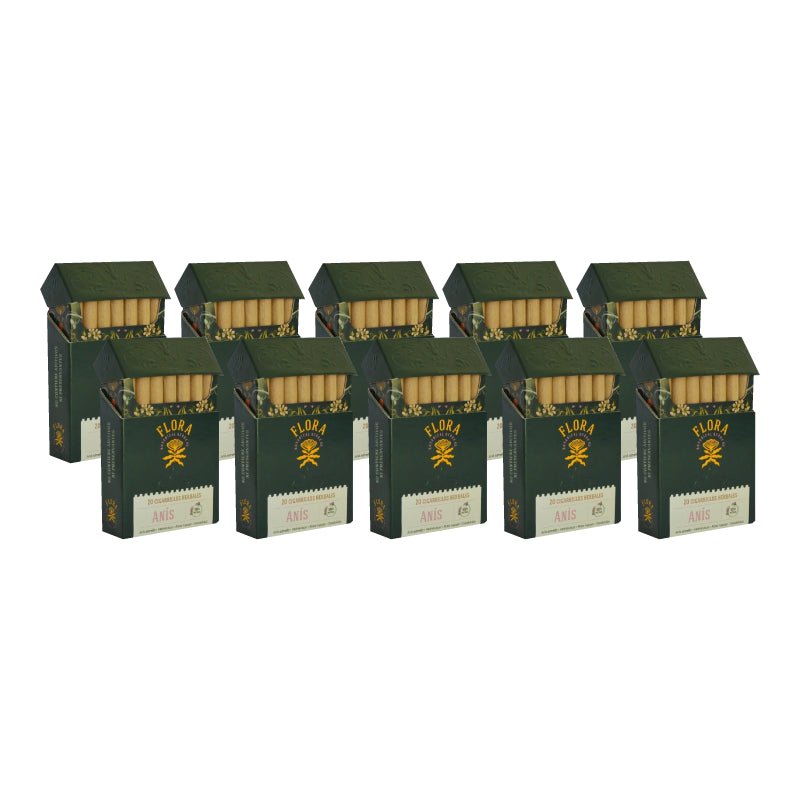 Pack 10 Cajetilla cigarros herbales anis 20 un Flora - FLORA - Aldea Nativa