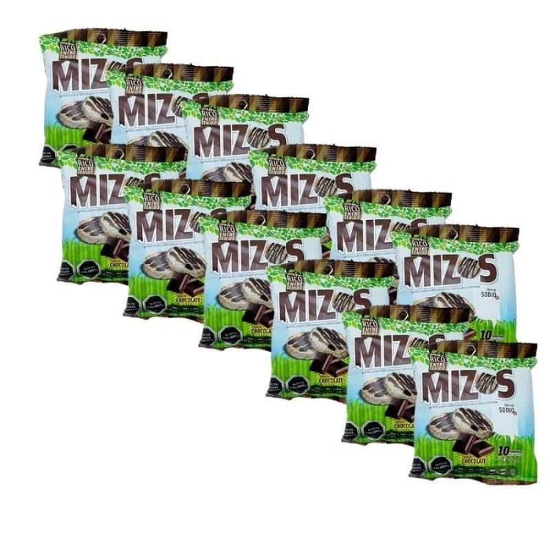 Pack 12 Galletas de Arroz Integral Cubiertas Chocolate Mizos 20 Gr - MIZOS - Aldea Nativa